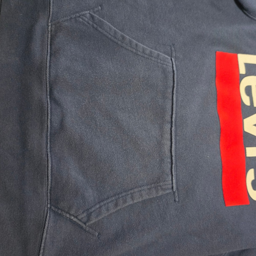 Levis Mens Navy Blue Graphic Logo Pullover Hoodie Sweatshirt Size S - Picture 3 of 10